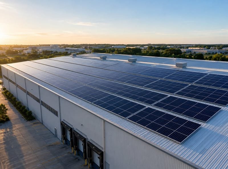 Warehouse rooftop solar installation